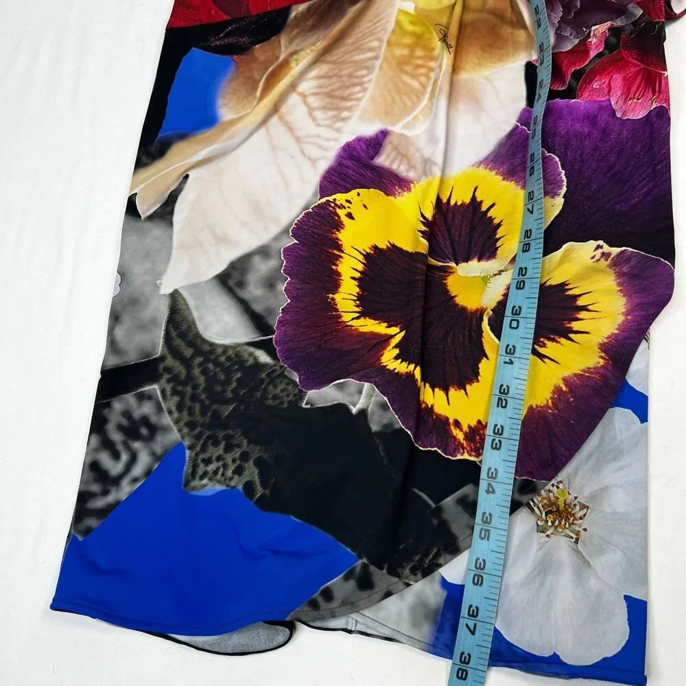 Roberto Cavalli Araki Printed Floral Dress Gathered Mini Multicolor 44  US 10 - Picture 10 of 16